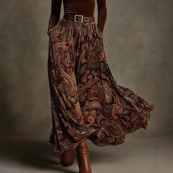 Raquel – Conjunto elegante de top y falda maxi estampada