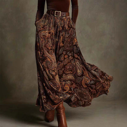 Raquel – Conjunto elegante de top y falda maxi estampada