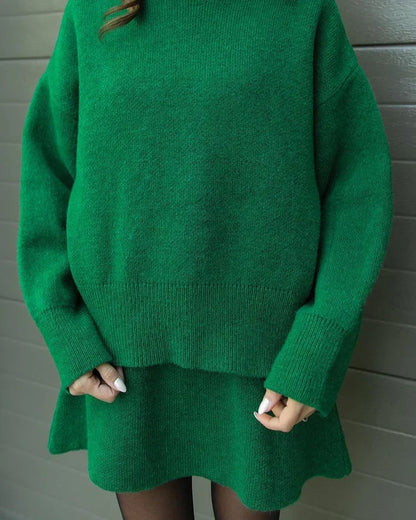 Lara - Conjunto de otoño de punto con jersey y falda